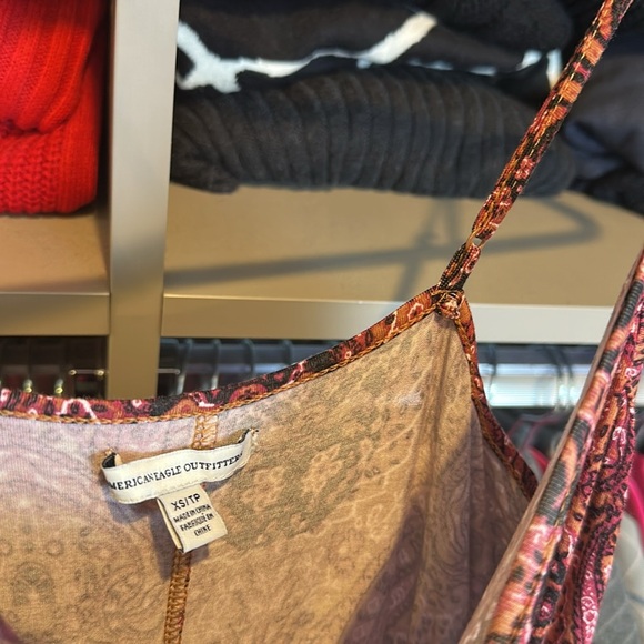 American Eagle Outfitters pink/orange/black print adjustable strap maxi dress XS - Picture 2 of 3